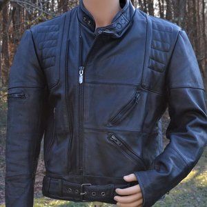 Vintage Harley Davidson 1980s Men's Black Motorcycle Jacket Size 46